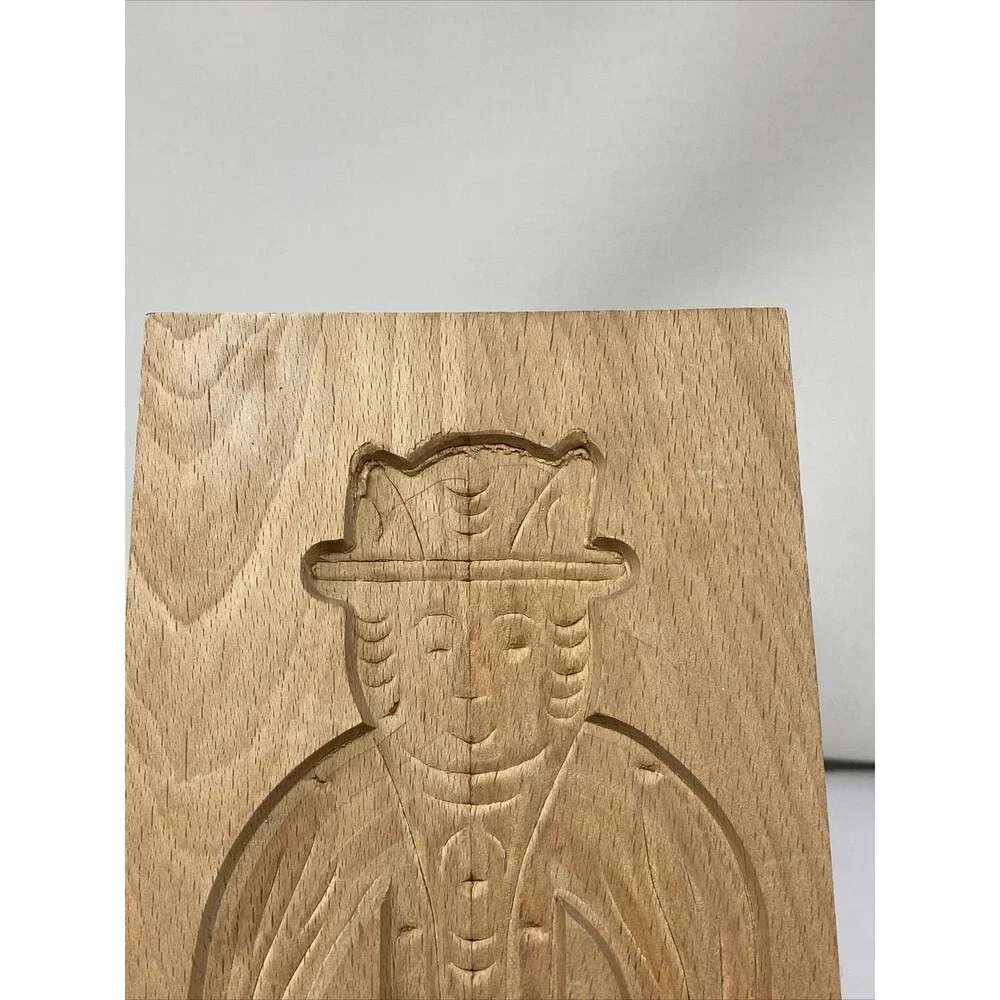 WOOD MOLD Cookie Speculaas Springerle Wooden Hand Caraved Man Primitive